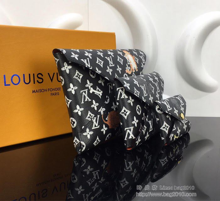 路易威登LV 頂級原單 M63885 Catogram系列 特別款 貓犬圖案 黑色 Pochette Kirigami三合一手袋  ydh2616